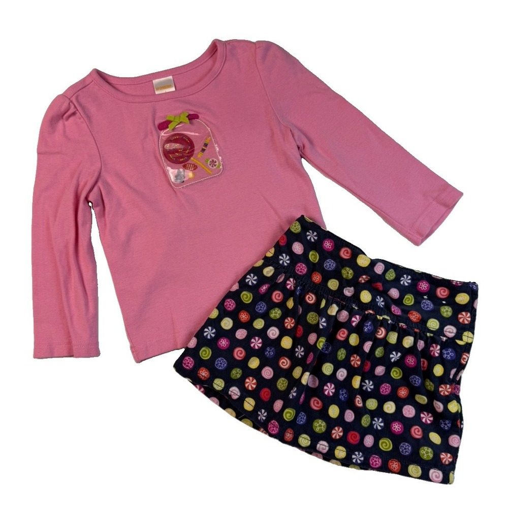 Gymboree Girls Size 3 Candy Shop Skort & Long Sleeve Top Set 2009
